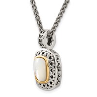 Shey Couture Sterling Silver Necklace with 14K Accent Antiqued Mother of Pearl, 18" view 5