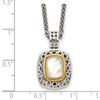 Shey Couture Sterling Silver Necklace with 14K Accent Antiqued Mother of Pearl, 18" view 3