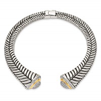Shey Couture Sterling Silver Bracelet with 14K Accent Antiqued 0.50 Carat Diamond Hinged Cuff view 2