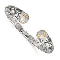 Shey Couture Sterling Silver Bracelet with 14K Accent Antiqued 0.50 Carat Diamond Hinged Cuff view 1