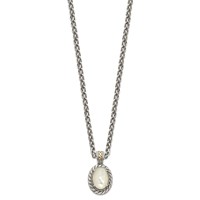Shey Couture Sterling Silver Necklace with 14K Accent Antiqued Mother of Pearl, 18" view 2