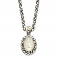 Shey Couture Sterling Silver Necklace with 14K Accent Antiqued Mother of Pearl, 18" view 1
