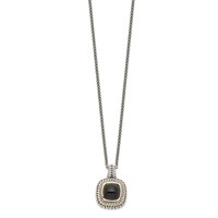 Shey Couture Sterling Silver Necklace with 14K Accent Antiqued Cabochon Black Onyx, 18" view 2