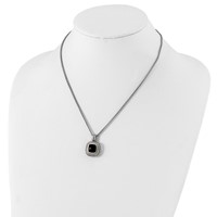 Shey Couture Sterling Silver Necklace with 14K Accent Antiqued Cabochon Black Onyx, 18" view 4