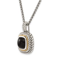 Shey Couture Sterling Silver Necklace with 14K Accent Antiqued Cabochon Black Onyx, 18" view 5