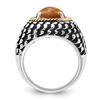 Sterling Silver Ring with 14K Accent Polished & Antiqued Citrine view 2