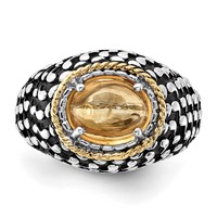 Sterling Silver Ring with 14K Accent Polished & Antiqued Citrine view 5
