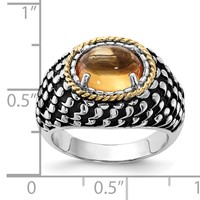 Sterling Silver Ring with 14K Accent Polished & Antiqued Citrine view 4