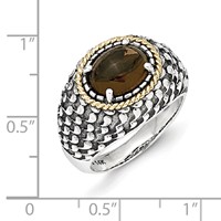 Sterling Silver Ring with 14K Antiqued Smoky Quartz view 3