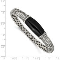 Shey Couture Sterling Silver Antiqued Black Onyx and Diamond Hinged Bangle Bracelet view 3