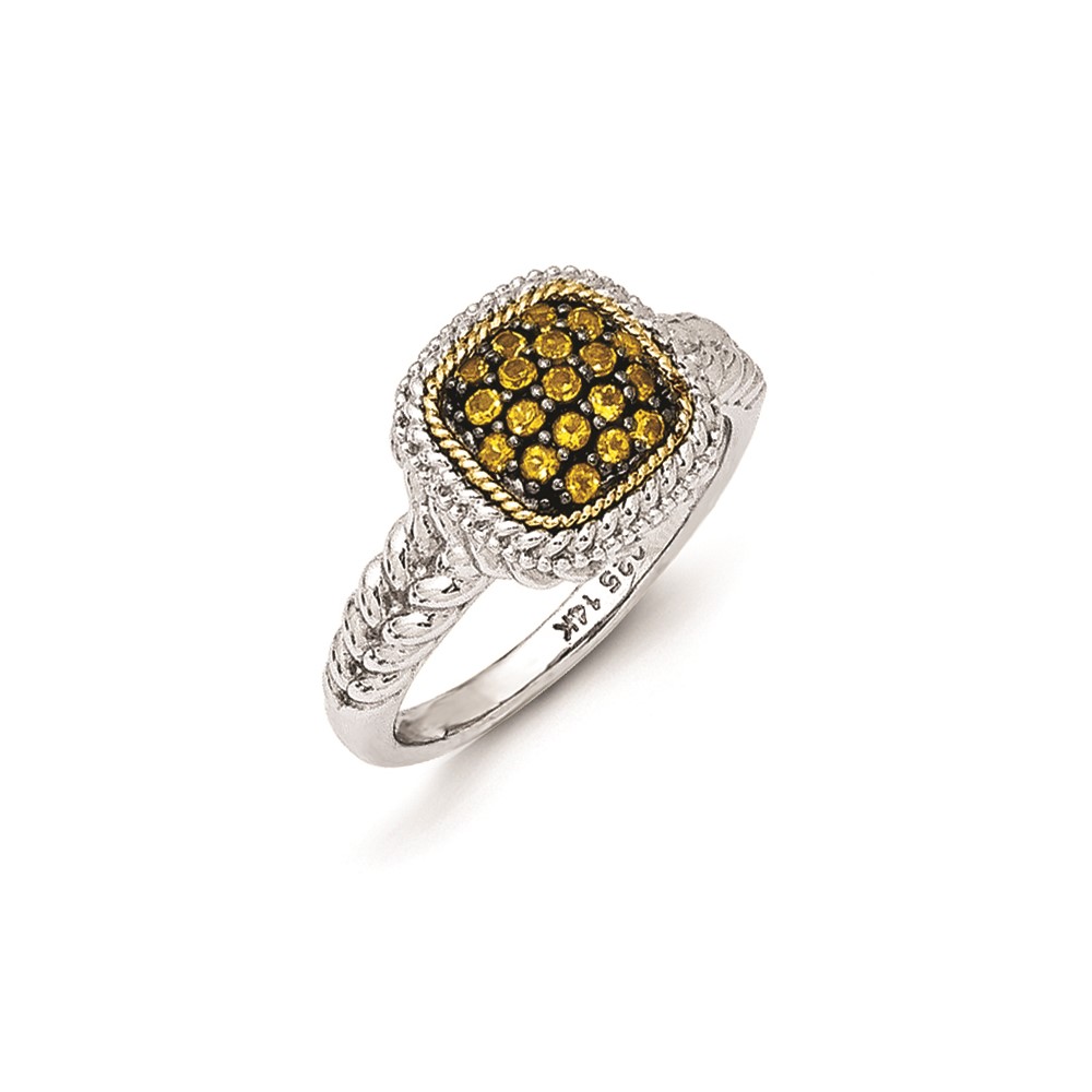 Sterling Silver Ring with 14K and Black Rhodium Citrine