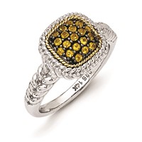 Sterling Silver Ring with 14K and Black Rhodium Citrine view 1