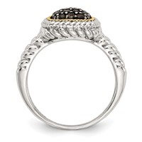 Sterling Silver Ring with 14K and Black Rhodium Smoky Quartz view 2
