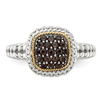 Sterling Silver Ring with 14K and Black Rhodium Smoky Quartz view 5