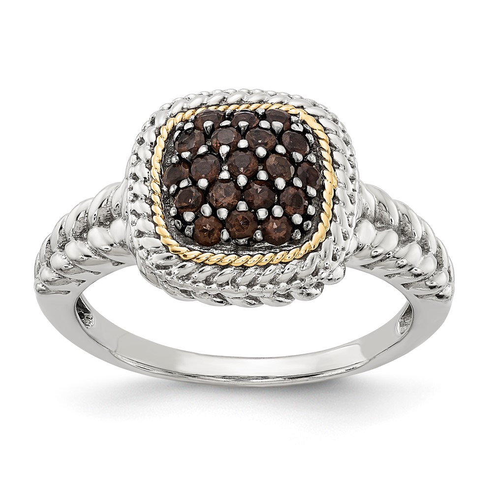 Sterling Silver Ring with 14K and Black Rhodium Smoky Quartz