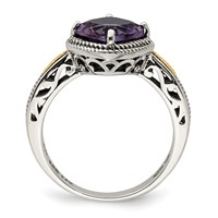 Shey Couture Sterling Silver Ring with 14K Accent Antiqued Cushion Amethyst view 2