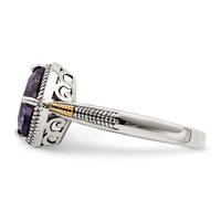 Shey Couture Sterling Silver Ring with 14K Accent Antiqued Cushion Amethyst view 3