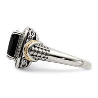 Shey Couture Sterling Silver Ring with 14K Accent Antiqued Black Onyx view 3