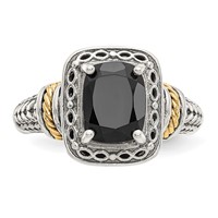 Shey Couture Sterling Silver Ring with 14K Accent Antiqued Black Onyx view 5