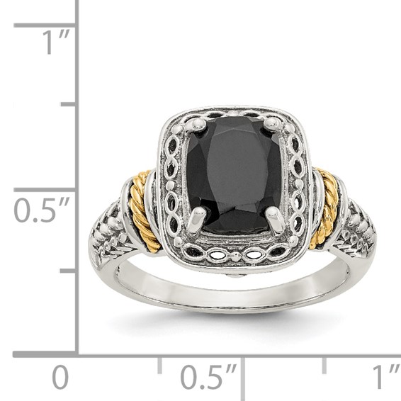 Shey Couture Sterling Silver with 14K Accent Antiqued Black Onyx Ring