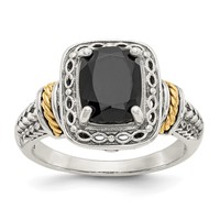 Shey Couture Sterling Silver Ring with 14K Accent Antiqued Black Onyx view 1
