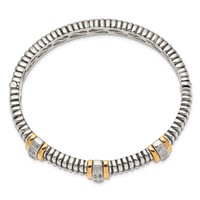 Shey Couture Sterling Silver Bracelet with 14K Accent Antiqued 0.25ct Diamond Hinged Bangle view 2