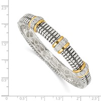 Shey Couture Sterling Silver Bracelet with 14K Accent Antiqued 0.25ct Diamond Hinged Bangle view 3