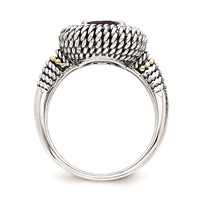 Sterling Silver W 14K Antiqued Amethyst Ring view 2