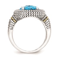 Sterling Silver Ring with 14K Antiqued Blue Topaz view 2