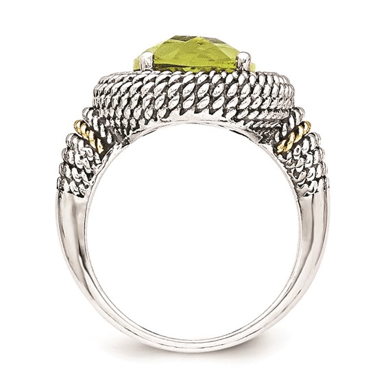 Sterling Silver w/14k Antiqued Lemon Quartz Ring