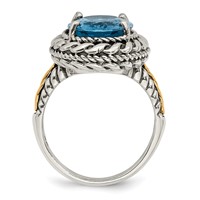 Shey Couture Sterling Silver Ring with 14K Accent Antiqued Oval Blue Topaz view 2