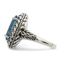 Shey Couture Sterling Silver Ring with 14K Accent Antiqued Oval Blue Topaz view 3