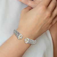 Shey Couture Sterling Silver Bracelet with 14K Accent Antiqued 0.50 Carat Diamond Hinged Cuff view 3