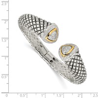 Shey Couture Sterling Silver Bracelet with 14K Accent Antiqued 0.50 Carat Diamond Hinged Cuff view 2