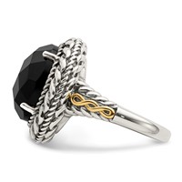 Shey Couture Sterling Silver Ring with 14K Accent Antiqued Checkerboard-cut Black Onyx view 3
