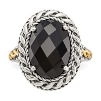 Shey Couture Sterling Silver Ring with 14K Accent Antiqued Checkerboard-cut Black Onyx view 5