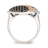 Sterling Silver & Rose Gold-plated Blk Rhodium White Topaz Onyx Ring view 2