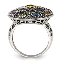 Shey Couture Sterling Silver Ring with 14K Accent Antiqued.43 Amethyst.19 Citrine.32 Blue Topaz.32 Peridot.35 Garnet view 2