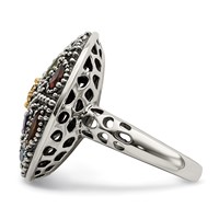 Shey Couture Sterling Silver Ring with 14K Accent Antiqued.43 Amethyst.19 Citrine.32 Blue Topaz.32 Peridot.35 Garnet view 3