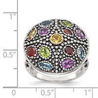 Shey Couture Sterling Silver Ring with 14K Accent Antiqued.43 Amethyst.19 Citrine.32 Blue Topaz.32 Peridot.35 Garnet view 4