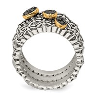 Sterling Silver Rings with 14K Black Diamond 3 Stackable view 2
