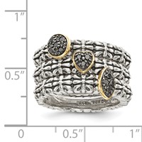 Sterling Silver Rings with 14K Black Diamond 3 Stackable view 4