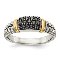 Shey Couture Sterling Silver Ring with 14K Accent Antiqued Black Diamond view 1