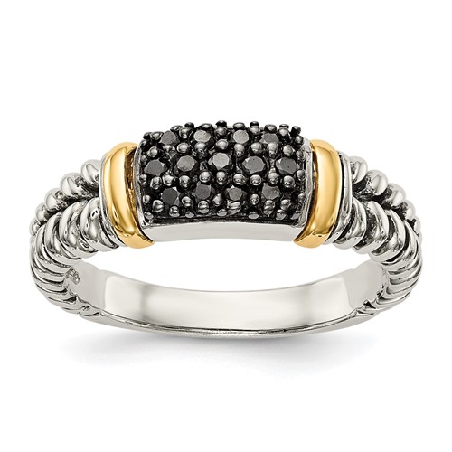 Shey Couture Sterling Silver Ring with 14K Accent Antiqued Black Diamond