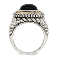 Shey Couture Sterling Silver Ring with 14K Accent Antiqued Cabochon Black Onyx view 2