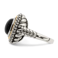 Shey Couture Sterling Silver Ring with 14K Accent Antiqued Cabochon Black Onyx view 3