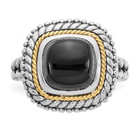 Shey Couture Sterling Silver Ring with 14K Accent Antiqued Cabochon Black Onyx view 5
