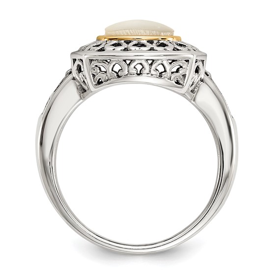 Shey Couture Sterling Silver with 14K Accent Antiqued Mother Of Pearl Ring