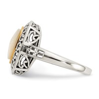 Shey Couture Sterling Silver Ring with 14K Accent Antiqued Mother of Pearl view 3