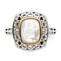 Shey Couture Sterling Silver Ring with 14K Accent Antiqued Mother of Pearl view 5